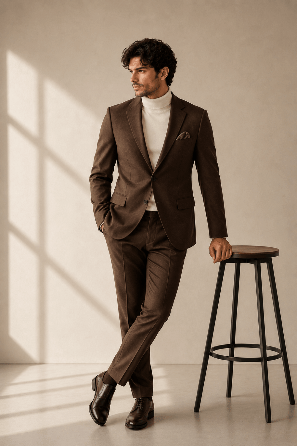 img 6 Neutral Regular Fit Linen Blend Blazer