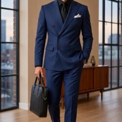 navy_blue_202608281411 Men’s Premium Double-Breasted Gabardine Suit – Elegant 2-Piece Formal Wear