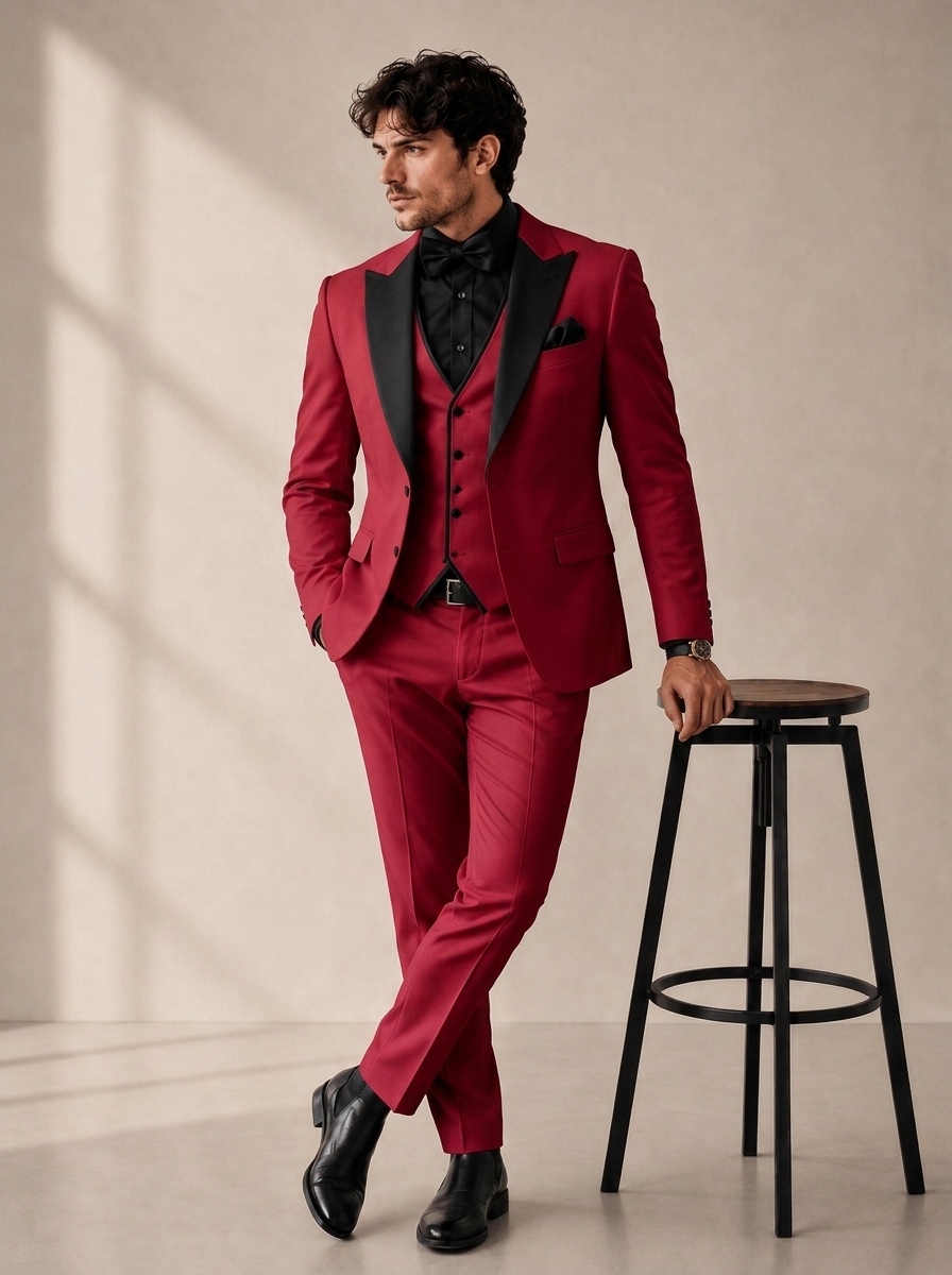 red_202608271610 Premium Men’s Wedding Suit – Elegant 3-Piece Formal Collection