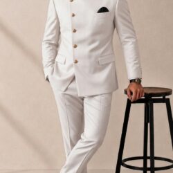 white_color_202608291614 Plus Size Men's Solid Stand Collar Button Long Sleeve Suit Jacket